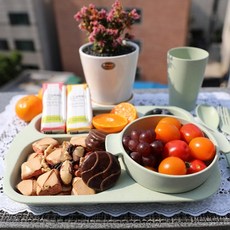 진주상사 성인 식단조절 파스텔 감성 식판 6종 세트, 그린(6종 식기 세트 포함)