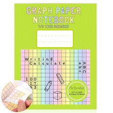 SMAODSGN 1팩 21.6 x 27.9cm(8.5 11인치) 컬러 그래프 종이 패드 수학 노트 용지 1.3cm(1/2인치) 정사각형 대형 쿼드 유선 그리드 구성 운동 어린이, 1
