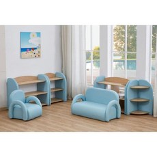 캐릭터 소파 소아과 치과 유치원 휴게실 리셉션 유아가구 모듈소파 다양한 동물디자인, 여러 사람, 적갈색 무지개 안락의자