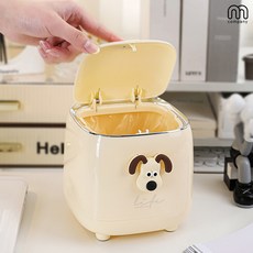 엠컴퍼니 미니 화장대휴지통 원터치 미니휴지통 뚜껑있는 쓰레기통 사무실 책상휴지통 [14*14*15] 베이지 베베 초미니 탁상휴지통 [BK56751Z], 베이지 컬러, 1개