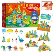 幾米兒童圖書 忍者兔百變磁力片：可愛動物 / 恐龍大冒險 磁力片 積木 教具 幼兒 兒童 遊戲 玩具 忍者兔 空間 培養 幼福文化, 1個