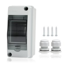 IP66 방수 분배 박스 ABS PC 합금 투명 커버 회로 차단기 DIN 레일 포함, 단일 HT-2