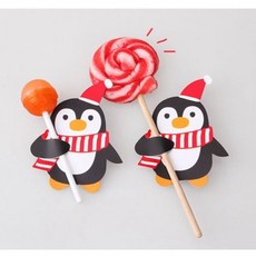 嚴選SHOP 聖誕企鵝棒棒糖裝飾紙片50入組 DIY糖插卡禮物盒裝飾 可愛造型吸管裝飾紙卡【X017】, 企鵝款