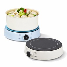 [독일브랜드] 원형 인덕션 렌지 압력솥 기능 1구 미니 전기레인지 캠핑용 식탁 주방 자취 필수템 홈파티 집들이 선물 예쁜 디자인 인테리어 가전, 프리스탠딩, 아이보리