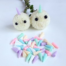 【台灣發貨】DIY乒乓菊花束材料包：卡通表情配件，兒童禮物首選, 馬卡龍色獸角5個, 1個