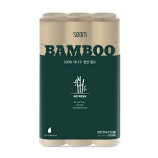 숨 대나무 천연펄프 화장지 3겹, 1개, 30롤, 30m