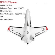 비행기드론 ATOMRC 고정 델타 윙 돌고래 FPV 비행기 드론 날개 길이 845mm, 1개, [04] 비행기드론 White FPV PNP A