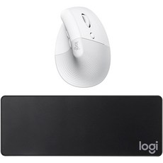로지텍 리프트 버티컬 에르고노믹 마우스, 펄 화이트 + 패드 블랙