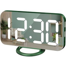 ECLATIS WulaWIND 윈드y 디지털 알람 시계 대형 미러 LED 디스플레이 USB 고속 충전기 포함 스누즈 기능 딤 모드 벽걸이 책상 시계 옆에 침실 방 장식용, 포레스트
