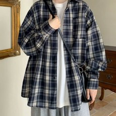 이븐클로젯 남성 루즈핏 오버사이즈 체크셔츠 남방