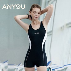 ANYOU 여성용 실내수영복 반신 스포츠수영복 민소매수영복