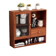 桌麵置物架 復古收納架 掛墻收納盒 抽屜實木質格子 茶具展示架 長虹玻璃收納櫃 化妝品收納盒, 1個, 做舊色