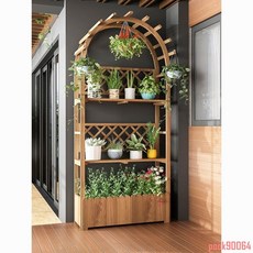 防腐實木陽臺花架置物架落地式多層角落花架子客廳室內盆栽架, 碳化小號款