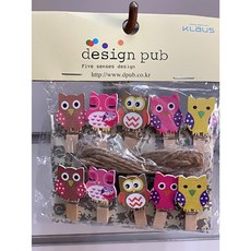 照片裝飾小木夾附麻繩 - DIY手工藝、照片牆裝飾必備, 1個, 貓頭鷹照片木夾10個/附繩