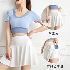 運動短裙女網球服套裝速乾百褶裙瑜伽半身裙防走光跑步健身羽毛球