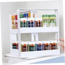 회전식 2단 조미료 보관함 약품 정리대 주방 수납 선반 냉장고 정리함