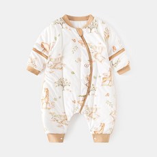 嬰兒加厚夾棉睡袋 秋冬寶寶分腿睡衣 新生兒拉鍊式防踢被