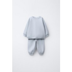 ZARA 베이직 스웨트셔츠 및 조거 팬츠 세트 - 파스텔 블루 4174562423