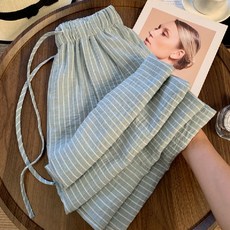 투니스 여성 캐주얼 하이웨이스트 루즈핏 스트라이프 와이드 데일리 긴바지
