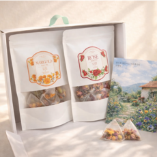 온유원 프리미엄 수제 꽃차 선물세트 2종(15개입)세트, 1개, 장미블렌딩(15개입)+마리골드(15개입)