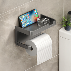 무타공 휴지걸이 알루미늄 선반형 화장지걸이, 1개, 그레이