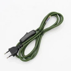 AC 220-250V EU 플러그 전원 코드 스위치 케이블로 덮인 패브릭 천, 12 Olive green, 1개