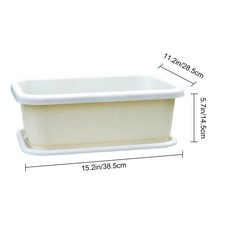 수경재배 포트 야채 재배용 직사각형 화분 상자 실내 허브 배수용 구멍이 있는, B-Beige, M, 1개