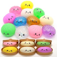 세진 키덜트 말랑이 슬랑이 스퀴시 스트레스볼 만두 글리터 매트세트, 1개, 매끈한무펄 만두 6개 세트