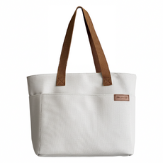 托特包 大容量肩背包 簡約手提購物袋 男女通用休閒包, 白色