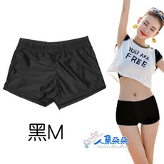 人魚朵朵 平口拉繩女泳褲 黑色四角泳褲, 均碼(M碼)