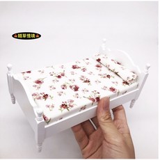 隨草憶境 迷你仿真 臥室白色小床 適用食玩 模型 微縮場景, 單人床（含床墊）