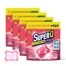 슈퍼딥큐 캡슐세제 플라워코튼 100개입 4팩(총 400개입) 대용량 고농축 드럼 일반 겸용, 4개