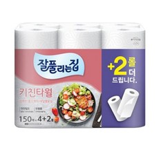 잘풀리는집 키친타올 4+2롤 롤키친타올 150매, 6개입, 2개