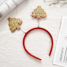 聖誕頭箍 鹿角髮箍聖誕頭扣 頭戴玩具聖誕節髮箍派對氣氛用品, 金色聖誕樹1,標準款, 1個