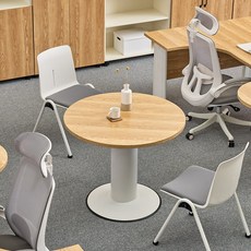 퍼스 오리발 말발굽 원형 회의테이블 책상 900 1200 1500 1800 회의용테이블 오피스 책상, 화이트프레임/아카시아