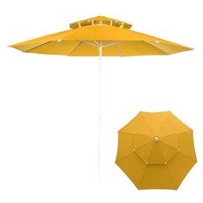 연필트리 킹특대형 휴대용 이층 일자형 낚시 캠핑 파라솔, 옐로우