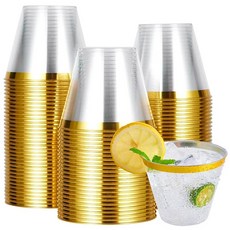 一次性金邊派對飲料杯 輕巧耐用, 1箱, 100個裝
