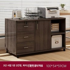 사무실 서랍장 수납장 사이드장 바퀴 이동서랍, 세 개 서랍 한쪽 문 두 B