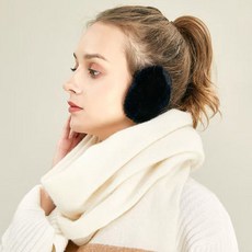 예삐스토어 분리형 귀마개 페이크 퍼 끈없는 귀마개 똑딱이 토끼털 딱풀이, 1개, 블랙