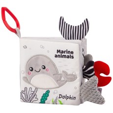 嬰兒視覺黑白尾巴立體布書/觸摸書 (可啃咬/M75031), 【現貨】黑白布書（6頁12面）海洋