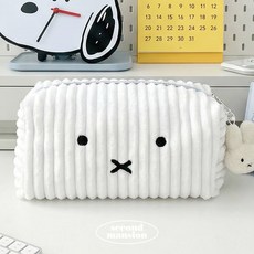 코듀로이 토끼 자수 필통 파우치, 1개, ONE COLOR