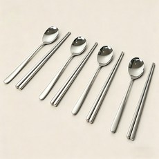 FASEN 304스텐 수저세트 한식 2인/4인 수저세트, 1세트, 숟가락(4p) + 젓가락(4p), 실버 1세트, 숟가락(4p) + 젓가락(4p), 실버