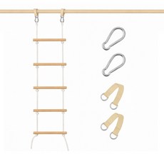 [런칭특가] 하루박스 원목 사다리 화이트 로프 그네 우드 밧줄 스윙 실내 매달리기 세트 WIDE, 1개