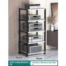 엠프 장식장 받침대 오디오스피커 우퍼 턴테이블 스피커 거치대 앰프, 검정 프레임 흰색 보드 5층
