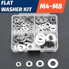 【螺絲墊片】304不銹鋼加厚圓墊圈 金屬平墊片盒裝組合，多尺寸選擇，適用於機械、電子、家居裝修等, 1個, 95PCS M4-M8
