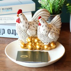 황금알 닭 수반 인테리어 소품 트레이 장식품 집들이 개업 선물, 화이트