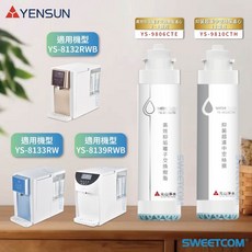YENSUN 元山 YS9806CTE YS9810CTH 濾心 抑垢樹脂 超濾中空絲膜, 1個, 9806CTE*1+9810CTH*1