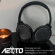 AETTO 韓版復古耳罩 穿搭 耳機 金屬感 美拉德風 頭戴式, 太空黑
