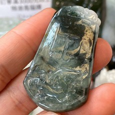 君遇 天然A貨翡翠 飄花仿古龍牌 翡翠玉珮 龍牌吊墜