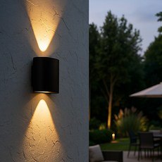 메가맨 벽등 LED 커브 1구 1등 2W 전구색 블랙 IP54